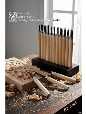 10'lu Profesyonel Ahşap Oyma Seti - Çelik Uçlu Ergonomik Zanaatkar Takımı
