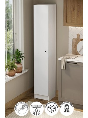 Bofigo Kapaklı 5 Bölmeli Çok Amaçlı Dolap Çok Amaçlı Mutfak Dolabı Banyo Dolabı Buket Beyaz