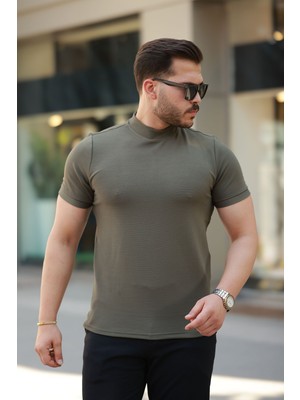 Nnstartshopping  Erkek Yarım Balıkçı Yaka Kısa Kollu T-Shirt