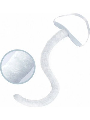 Beyaz Peluş Kuyruk Şekil Verilebilir 70 cm