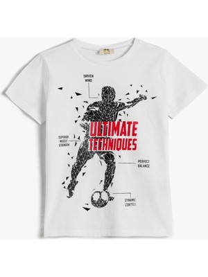 Koton Futbol Baskılı Kısa Kollu Tişört Pamuklu