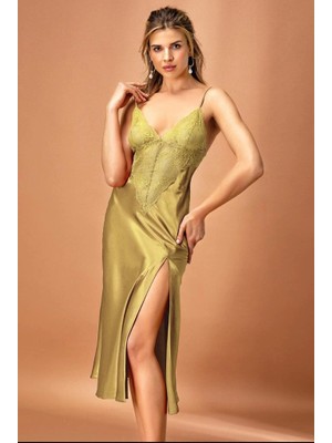 Gecem Giyim Nurteks 7136 Kadın Saten Uzun Gecelik