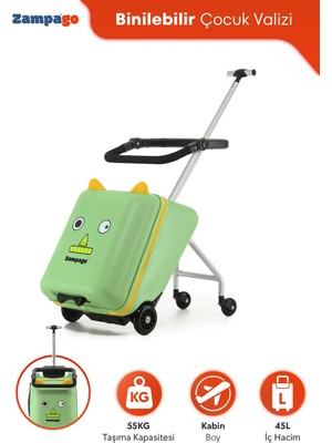 Zampago Robix Kabin Boy  Çocuk Valizi- Binilebilir, Düşme Engelleyici