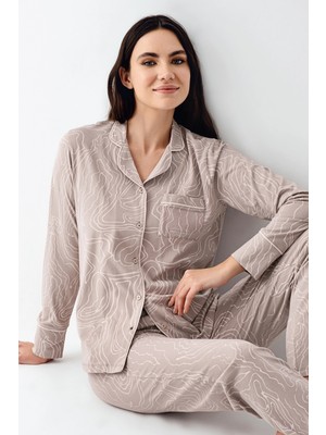 Gecem Giyim Pierre Cardin 9098-S Kadın Uzun Kol Pijama Takımı