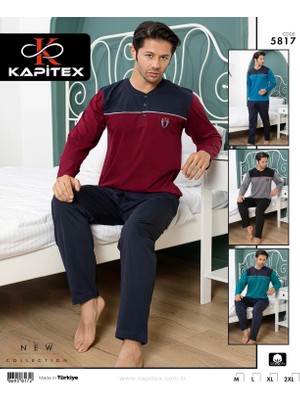 Gecem Giyim Kapitex 5817 Erkek Uzun Kol Düğme Yaka Pijama Takımı