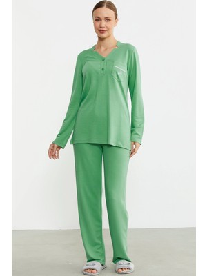 Gecem Giyim Sementa 76438 Yarım Düğmeli Cep Detaylı Pijama Takım