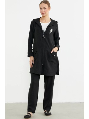 Gecem Giyim Sementa 76473 Büyük Beden Keten Görünümlü Üçlü Takım