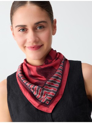 Jimmy Key Kırmızı Çiçek Desenli Dokuma Eşarp