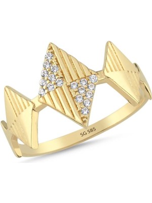 Sembol Gold 14 Ayar Prizma Model Taşlı Altın Yüzük 1,60 gr