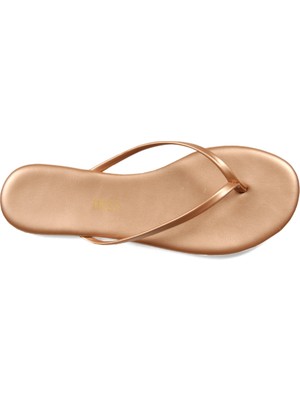 Tkees Kadın Flip Flop Parmak Arası Terlik Kahverengi Suni Deri Yaz Kullanımı İçin Rahat