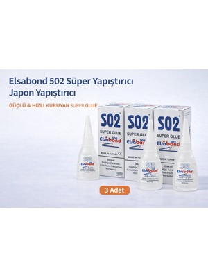 Elsabond 502 Süper Yapıştırıcı Japon Yapıştırıcı 20G Güçlü Hızlı Kuruyan Super Glue 3 Adet