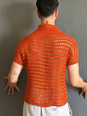 Gönülden Tasarım El Örgüsü Yakalı Erkek Gömlek