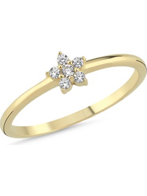 Sembol Gold 14 Ayar Çiçek Model Taşlı Altın Yüzük