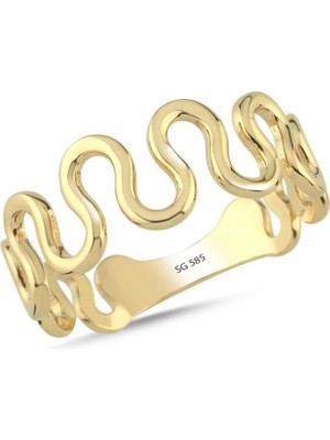 Sembol Gold 14 Ayar Dalgalı Model Altın Yüzük