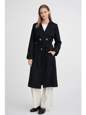 ALLDAY Siyah-Rüzgarlık Detay Trençkot