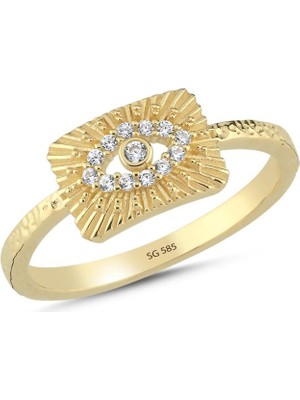 Sembol Gold 14 Ayar Nazar Model Taşlı Altın Yüzük