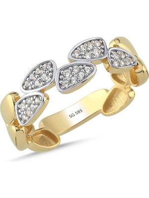 Sembol Gold 14 Ayar Damla Model Taşlı Altın Yüzük