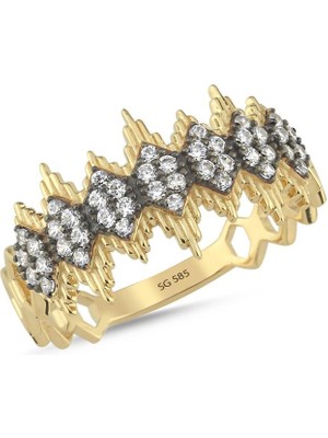 Sembol Gold 14 Ayar Ritim Taşlı Altın Yüzük