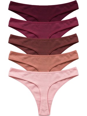 Cottonhill Pamuklu Basic Kadın Tanga Külot 5'li Paket-2