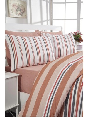 Pamuklu Kiremit Çarşaflı Çift Kişilik Nevresim Takımı 200X220