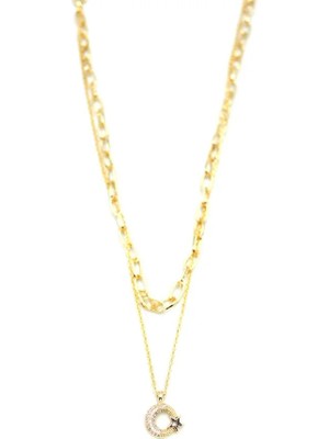 Çoklu Ay Yıldız Kolye - Altın