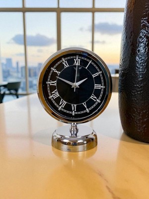 Marsilyan Dekoratif 25 x 20 cm Metal Krom Zarif Masa Saati