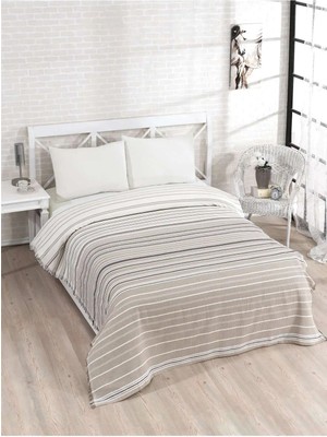 100% Pamuklu Krem Lastikli Çarşaflı Pike Takımı 200X230