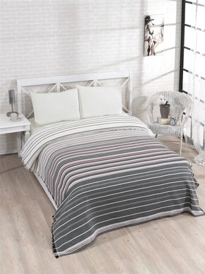Pamuklu Gri Çift Kişilik Pike Takımı 200X230