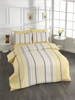 Pamuklu Sarı Çarşaflı Çift Kişilik Nevresim Takımı 200X220