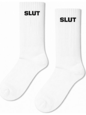 Carnaval Socks Sl.t Yazılı Beyaz Tenis Çorap