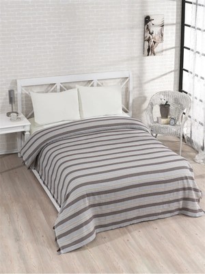 100% Pamuklu Kahverengi Çarşaflı Lastikli Çarşaflı Pike Takımı 200X230