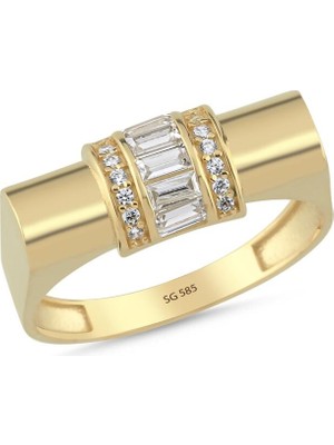 Sembol Gold 14 Ayar Baget Taşlı Altın Yüzük