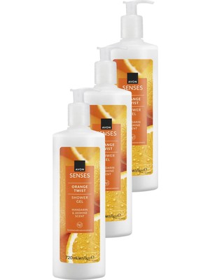 Avon Senses Orange Twist Portakal ve Yasemin Kokulu Duş Jeli 720 Ml. Üçlü Set