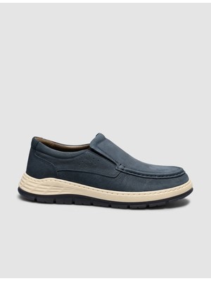 Cabani Lacivert Hakiki Deri Erkek Loafer Ayakkabı