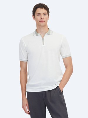 Kip Ekru Düz %100 Pamuk T-Shirt