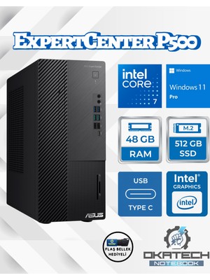 Asus Expertcenter P500MV-C724016512B0D  Core 7-240H 48GB Ram 512GB SSD WİN11PRO Masaüstü Bilgisayar + USB Bellek
