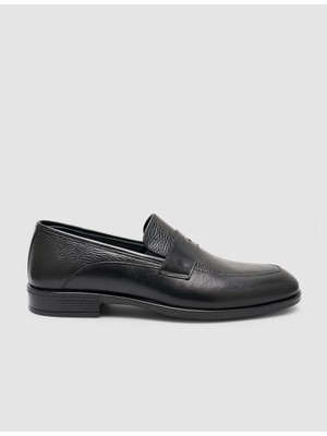 Cabani  %100 Gerçek Deri Siyah Şeritli Erkek Loafer Ayakkabı