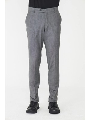 White Stone Gri Erkek Modern Kalıp Klasik Kumaş Pantolon