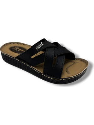 Leman 8619-26 Deri Anatomik Çapraz Bantli Kadın Terlik