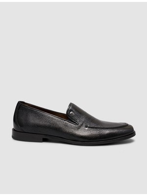 Cabani Erkek Hakiki Deri Siyah Klasik Slip-On Ayakkabı