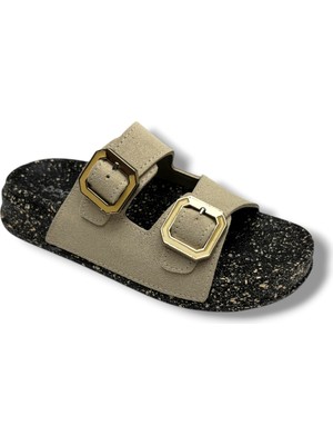 Polen 1001-26 Mozaik Desen Anatomik Çift Tokalı Kadın Terlik