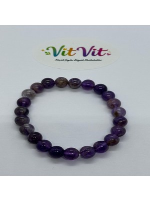 vitvit Ametist Misinalı Bileklik 8mm
