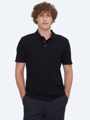 Kip Siyah Çizgili %100 Pamuk T-Shirt