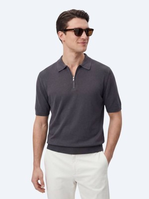 Kip Antrasit Düz Örgü Triko