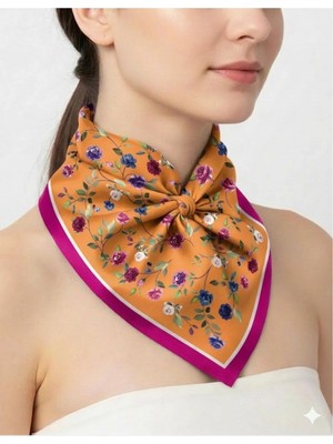 Tarzını Seç Pembe Gül Fular / Bandana / Aksesuar 48X48 cm