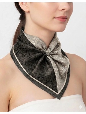 Tarzını Seç Siyah Royal Fular / Bandana / Aksesuar 48X48 cm