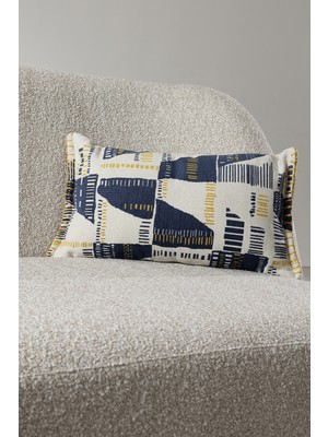 Koza Home Azure Çok Renkli Dekoratif Boncuk Elyaf Iç Dolgulu Kırlent 30X50 4741