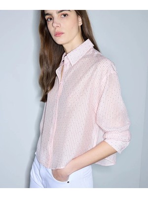 İpekyol Hotfix baskılı çizgili gömlek IS1260025196019