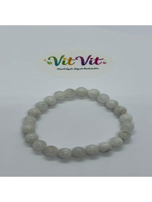 vitvit Ay Taşı Doğal Taşlı Misinalı Bileklik 8mm