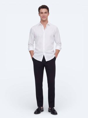 Kip Beyaz Regular Fit Dokuma Casual Gömlek